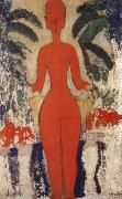 Amedeo Modigliani Standing nud with Garden Background oil painting